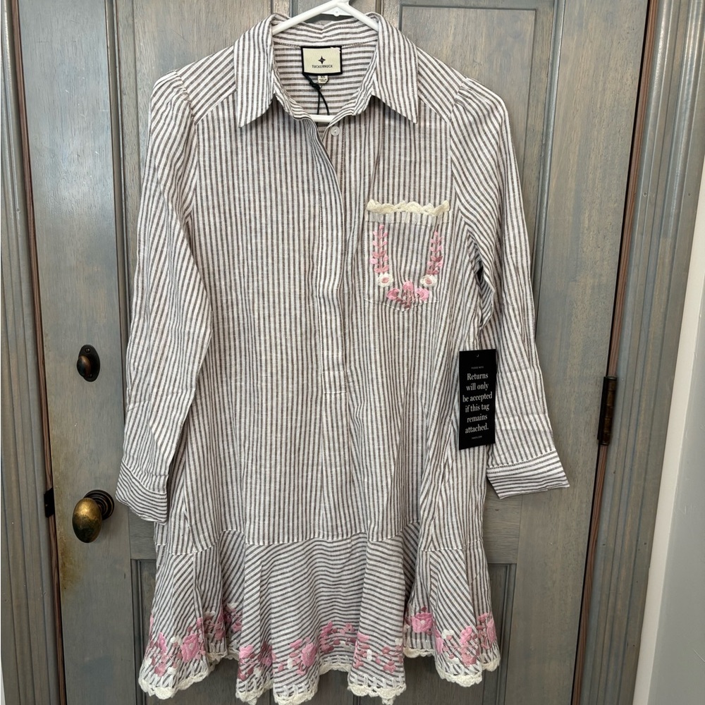 NWT Tuckernuck Callahan Tan & White Striped Dress XS